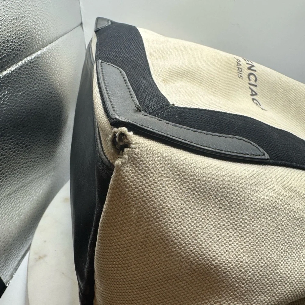 Balenciaga Paris Black and Cream Small Tote Authentic
